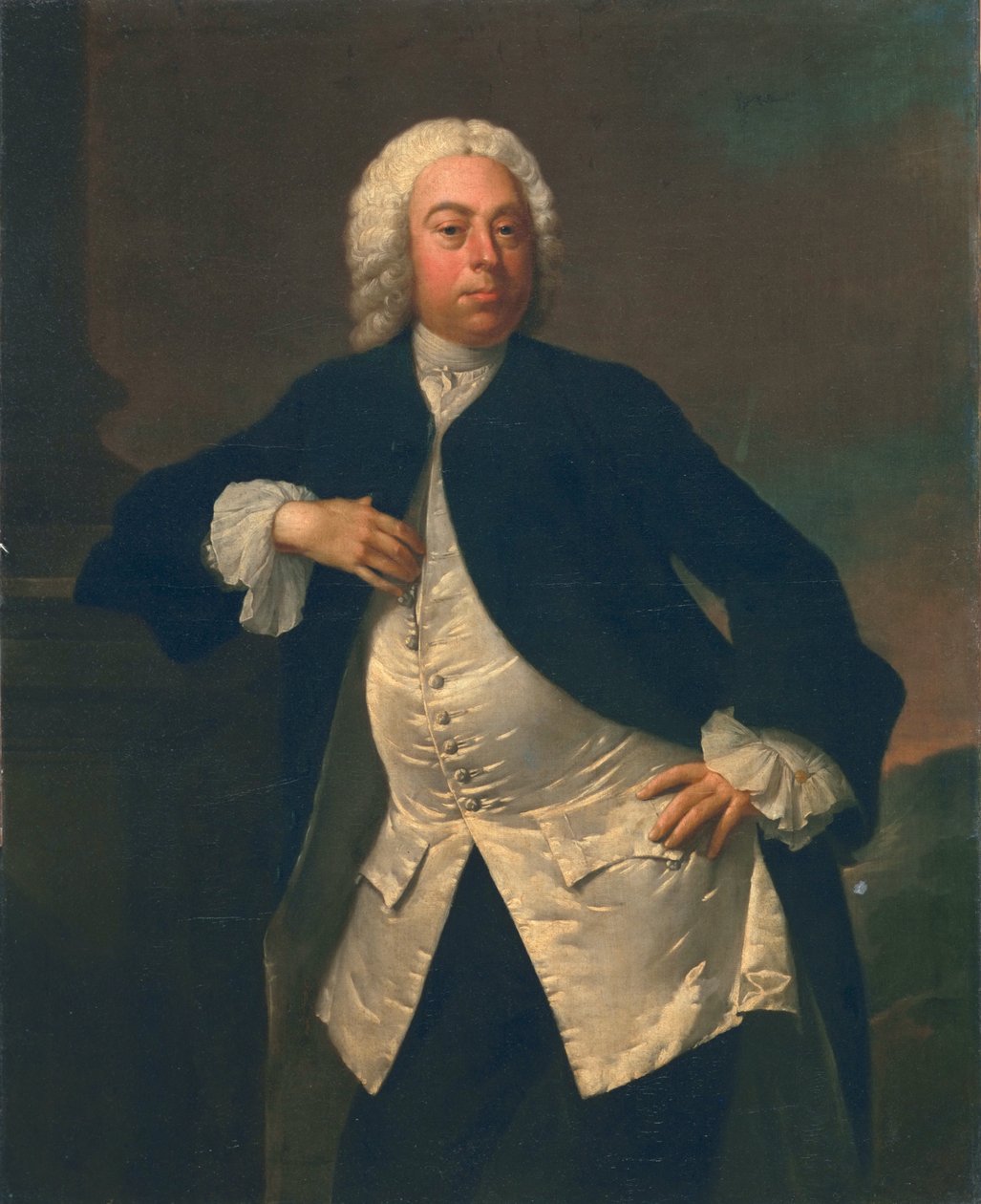 Muž v bílé hedvábné vestě, kolem 1745-50 od Joseph Highmore
