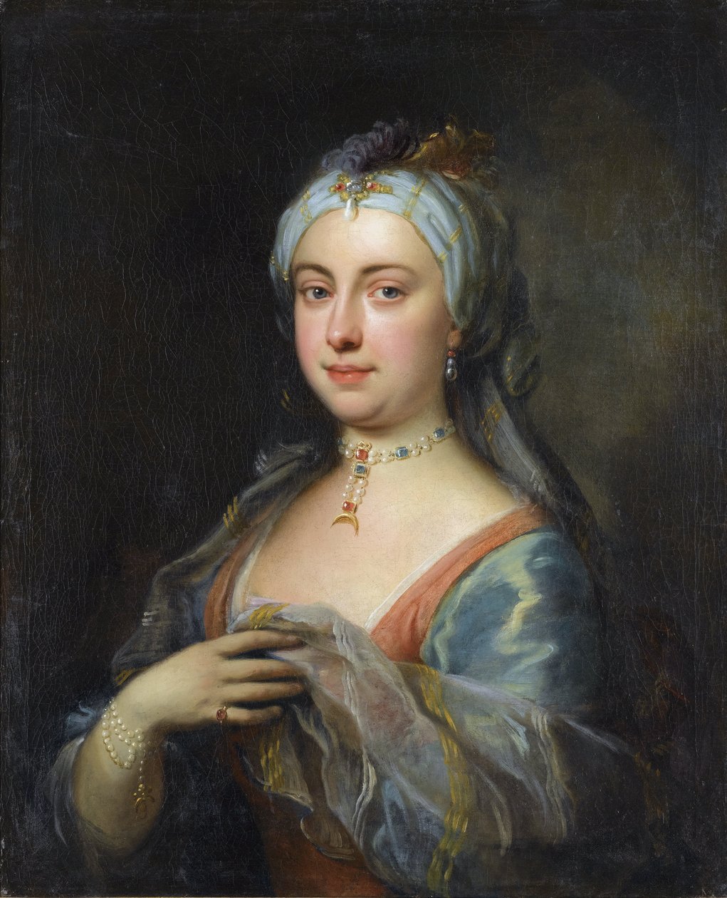 Portrét Lady Mary Wortley Montagu (1689-1762) par Highmore, Joseph (1692-1780), - Olej na plátně, 76x61,5 - Soukromá sbírka od Joseph Highmore