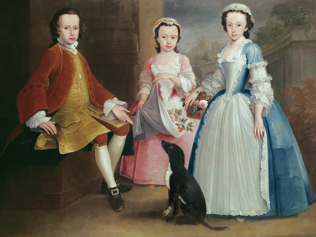 Sara, Anna a Evan Daviesovi se svým psem od Joseph Highmore