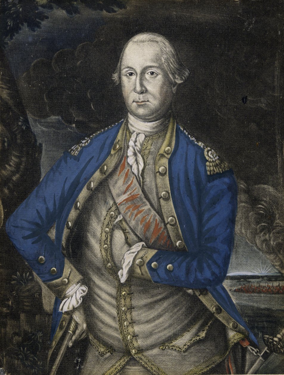 Jeho Excelence George Washington Esquire, hospoda. 1776 (ručně kolorovaná rytina) od Joseph Hillier