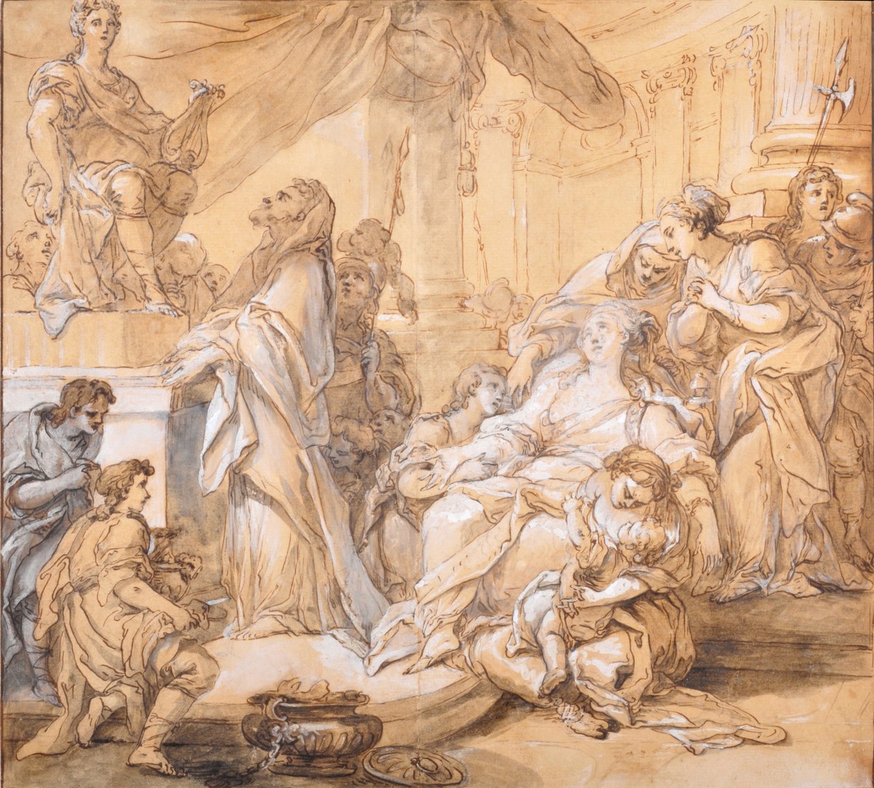 Alcestova smrt (lavis) od Joseph II Cellony