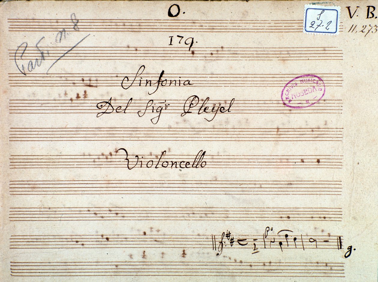 První strana notového záznamu Symfonie D dur od Pleyela od Joseph Ignace Pleyel