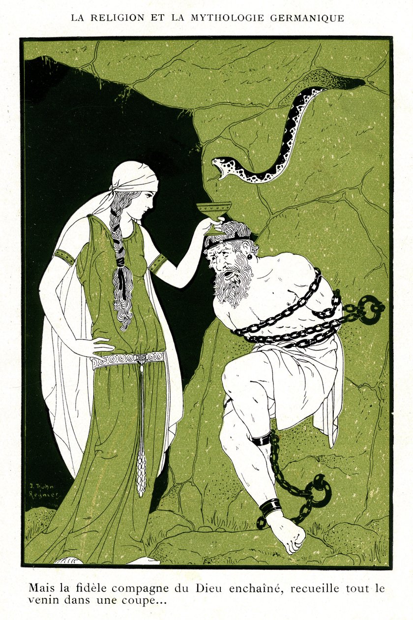 Severská mytologie: Songs of Edda, islandská legenda (chromolitograf) od Joseph Kuhn Regnier