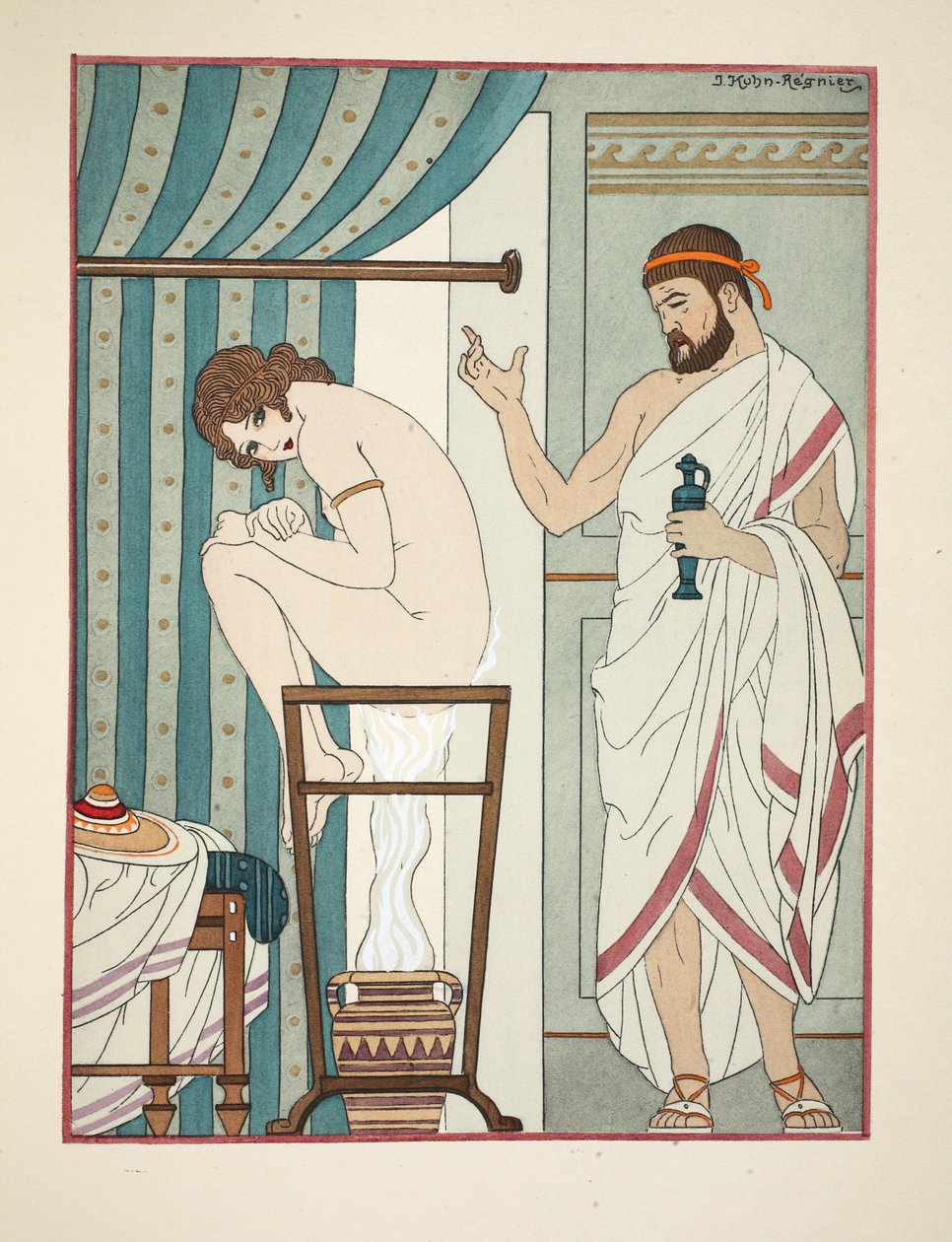 Fumigační terapie, ilustrace z knihy "The Works of Hippocrates", 1934 od Joseph Kuhn Regnier