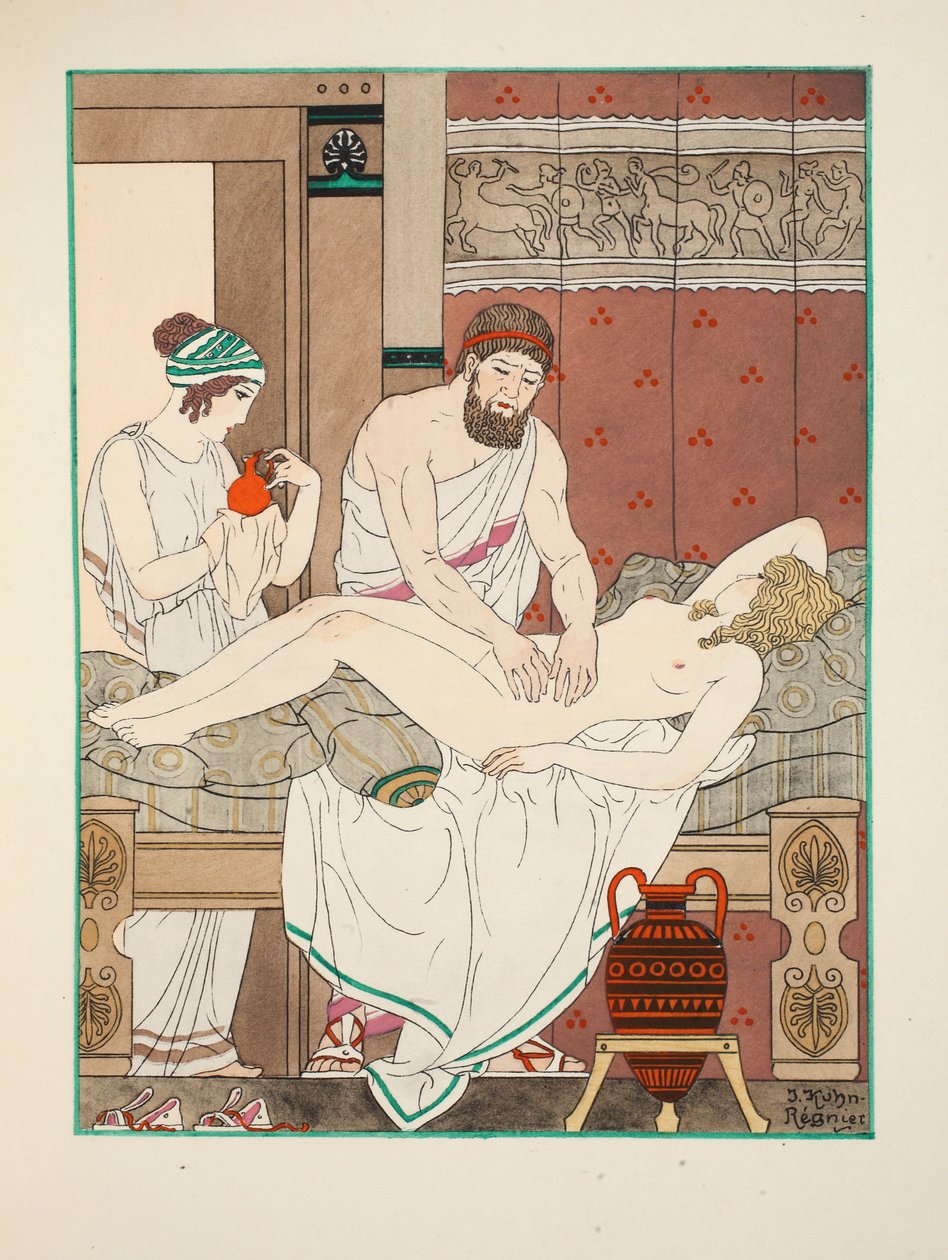 Lékařská masáž, ilustrace z 