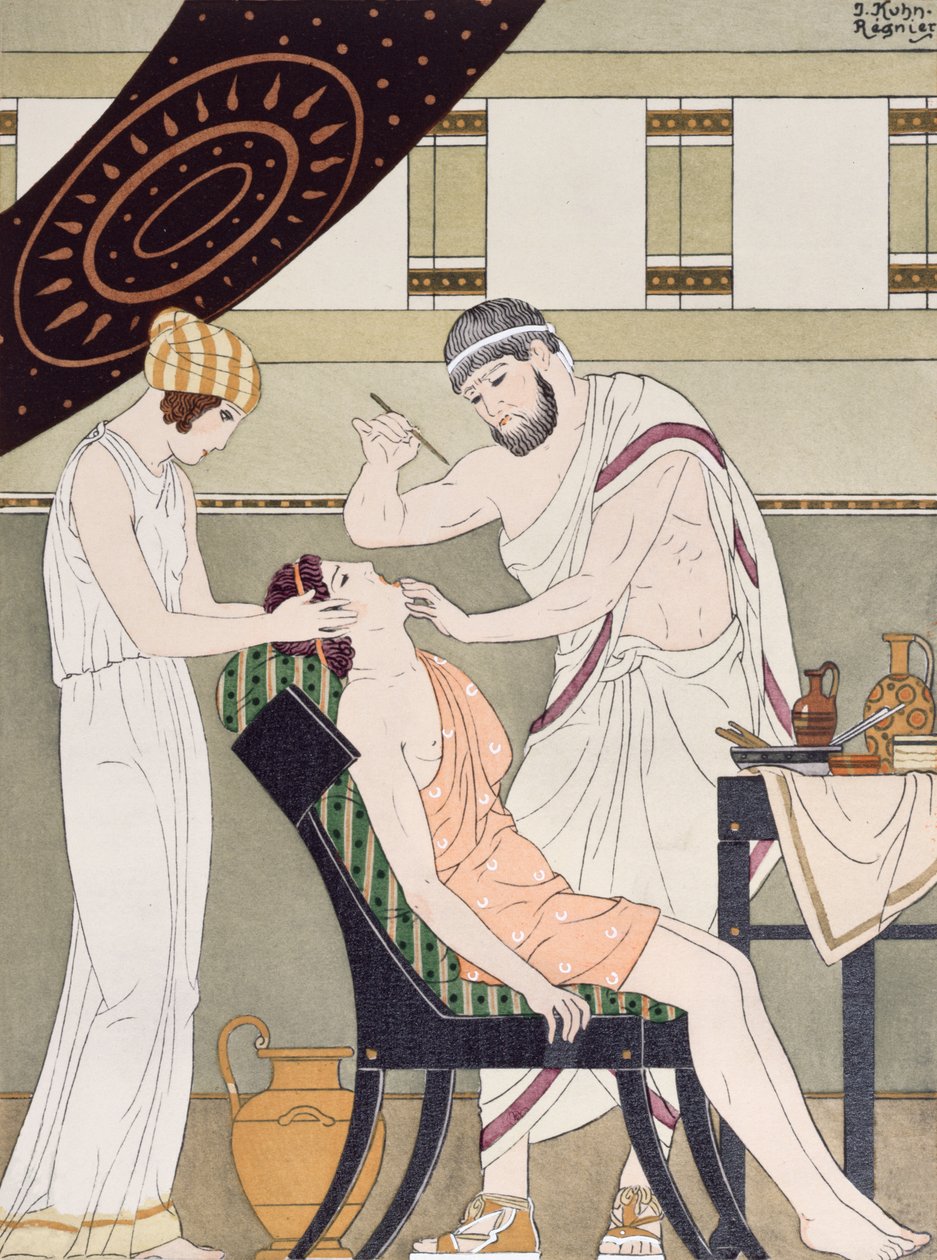 Zubař, ilustrace z knihy "The Complete Works of Hippocrates", 1932 od Joseph Kuhn Regnier