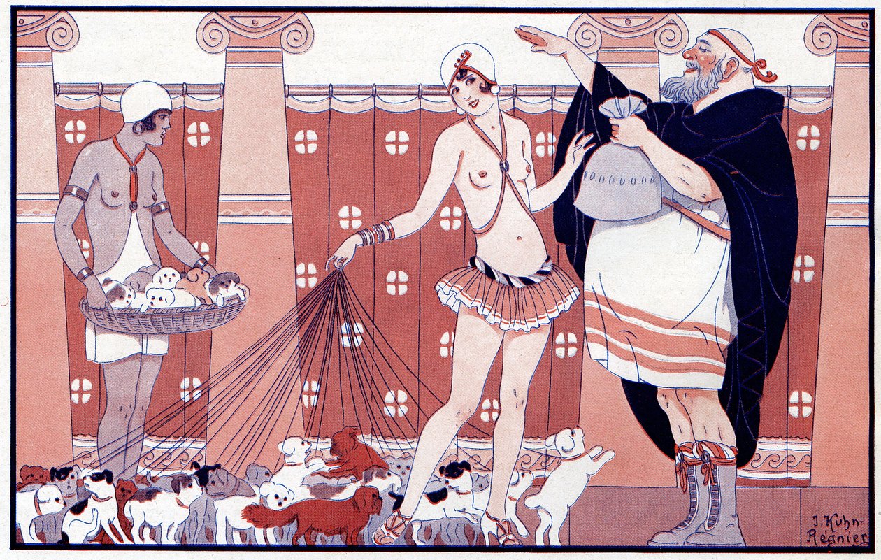 Three Prix Féminins - Cena malé staré babičky z velké rodiny - ilustrace z la Vie Parisienne 1919 od Joseph Kuhn Regnier