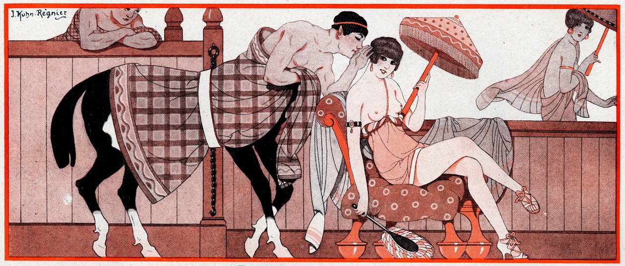 Co bylo v době olympijských her Le Prix de Diane - Tip žokejů - ilustrace z la Vie Parisienne, 1927 od Joseph Kuhn Regnier
