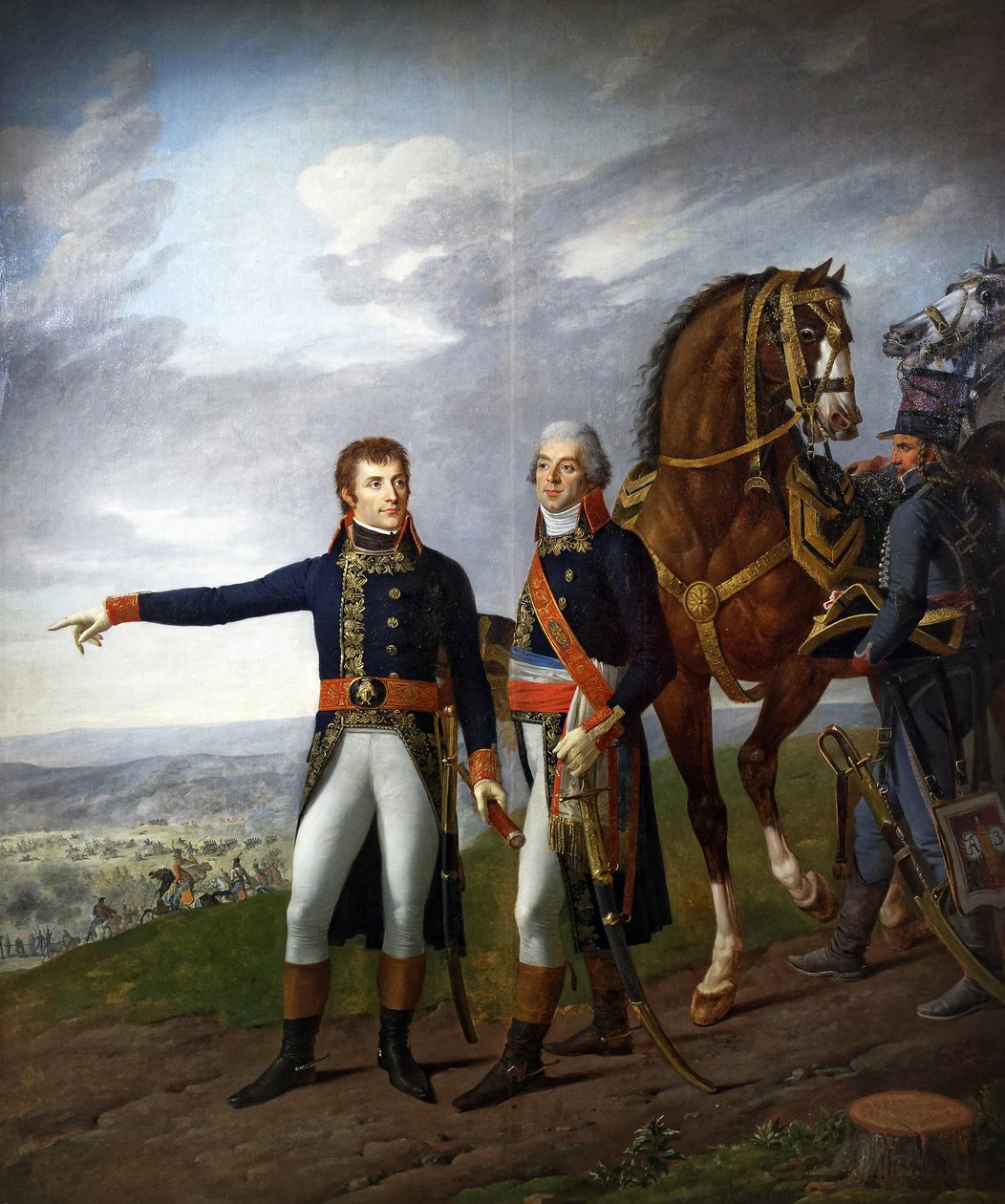 Generál Bonaparte a jeho náčelník štábu generál Louis Alexandre Berthier v bitvě u Marenga dne 14. června 1800, kolem roku 1800-01 (olej na plátně) od Joseph and Lefevre Robert and Vernet Carle Boze