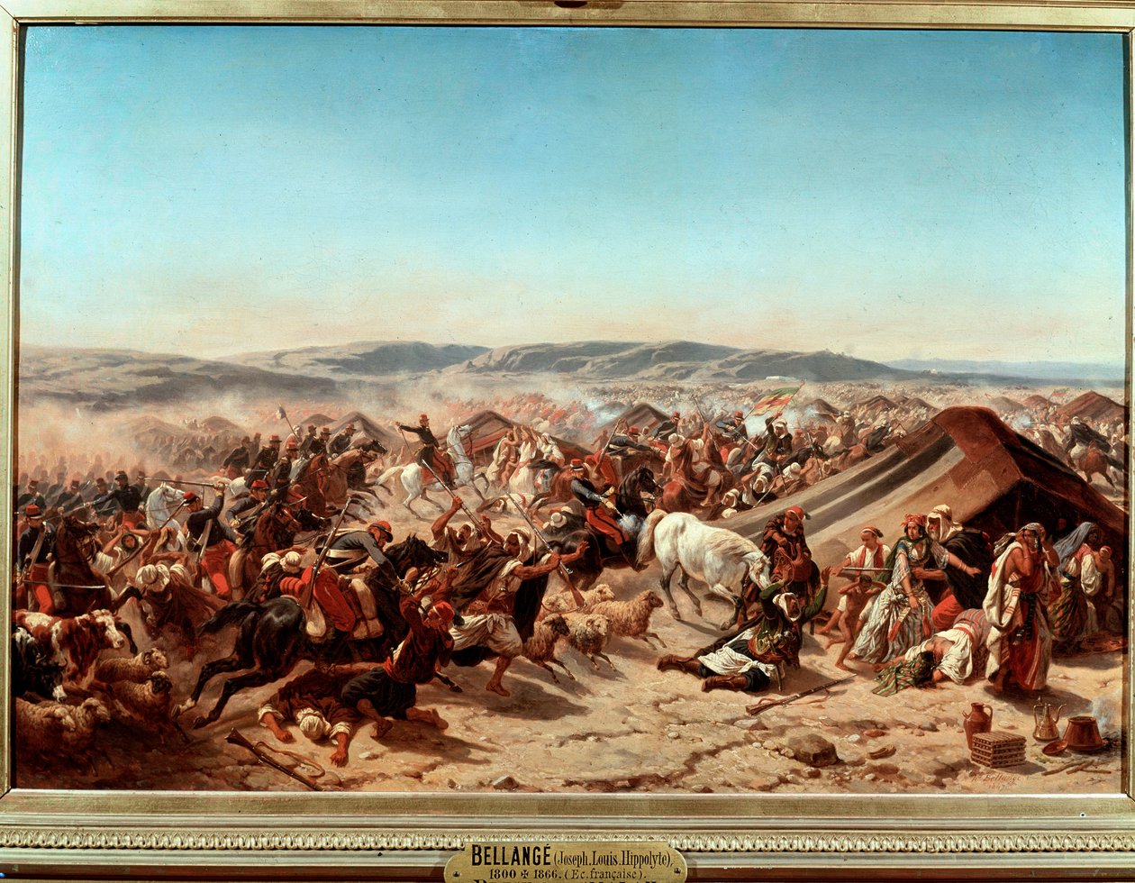 Conquete of Algeria (1830-1847): „“ Zajetí Smalah (Smala) Abd el Kadera (Abd-el-Kader nebo ibn Muhyi al-Din al-Hasani (al Din al-Hasani) (1807-1883) vévoda z Aumale v Taguinu od Joseph Louis Hippolyte Bellange