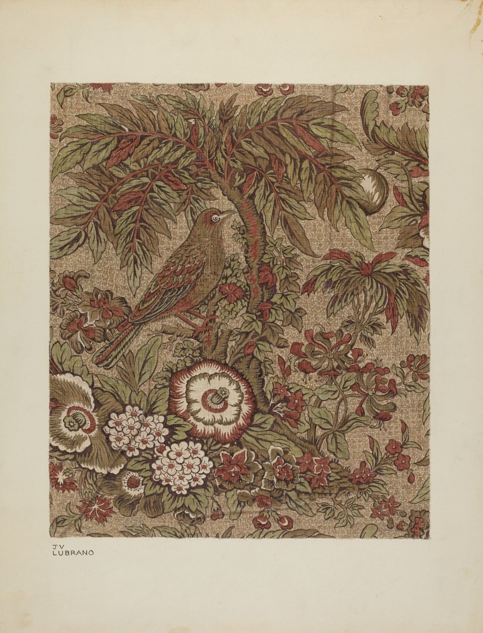 Tištěná bavlna Chintz, c. 1940. od Joseph Lubrano