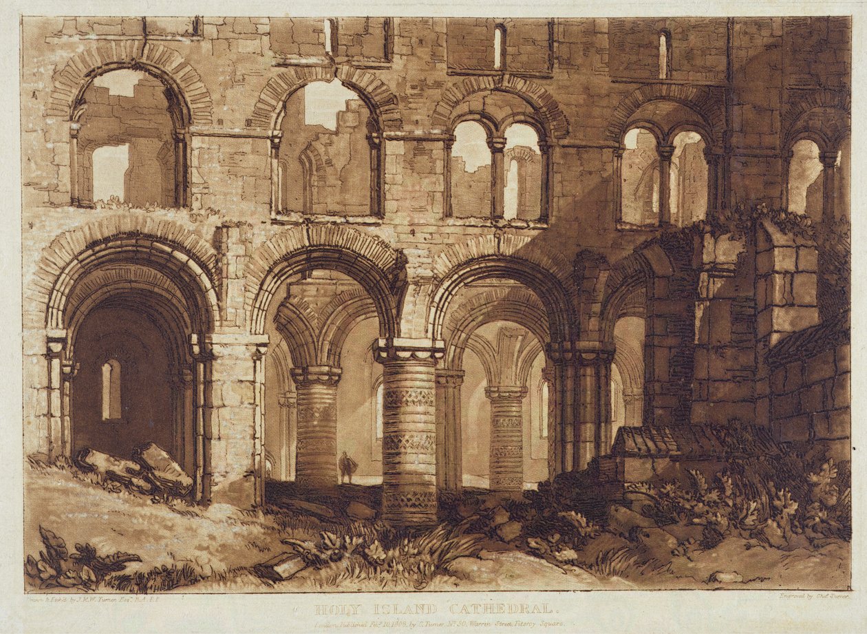 Katedrála Svatého ostrova, vyryla Charles Turner (1773-1857) 1808 (rytina) od Joseph Mallord William (after) Turner
