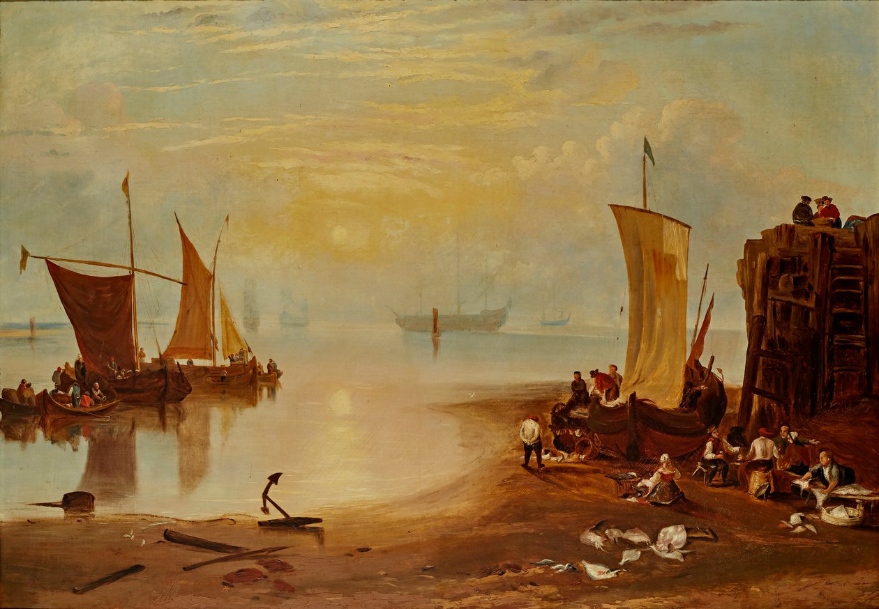 Slunce vychází přes páru (olej na plátně) od Joseph Mallord William (after) Turner