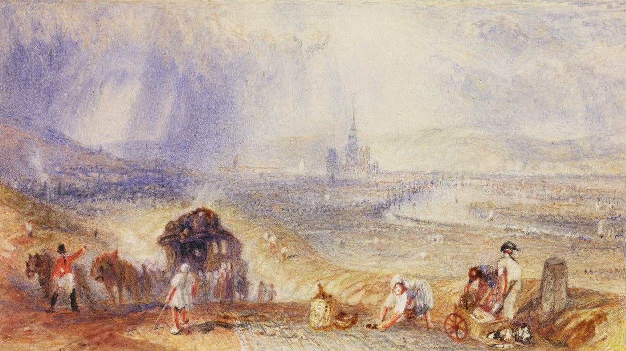 A Distant View, Rouen, c.1834 (akvarel na papíře) od Joseph Mallord William Turner