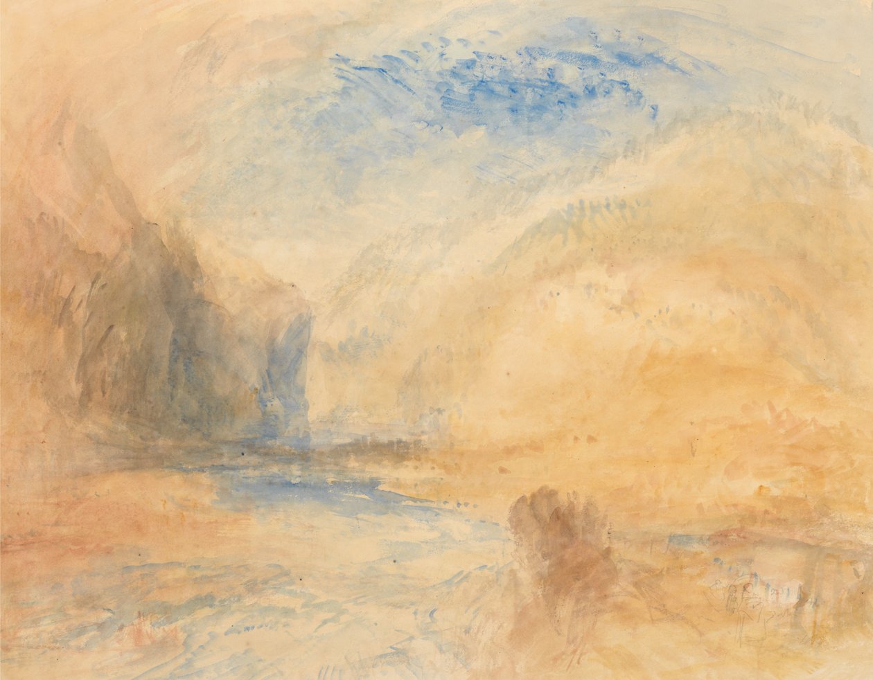 Švýcarský průsmyk, pravděpodobně průsmyk svatého Gottharda u Faida od Joseph Mallord William Turner
