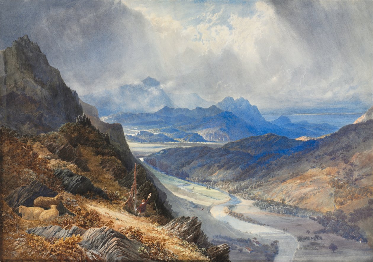 Pohled z Moel Cynwich: Pohled přes údolí Afon Mawddach a směrem ke Caderu Idrisovi, c. 1850. od Joseph Mallord William Turner