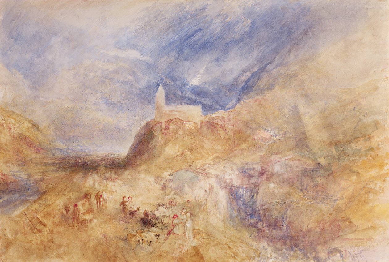 Vesnice v Alpách, Sion, kolem roku 1846 (akvarel na papíře) od Joseph Mallord William Turner