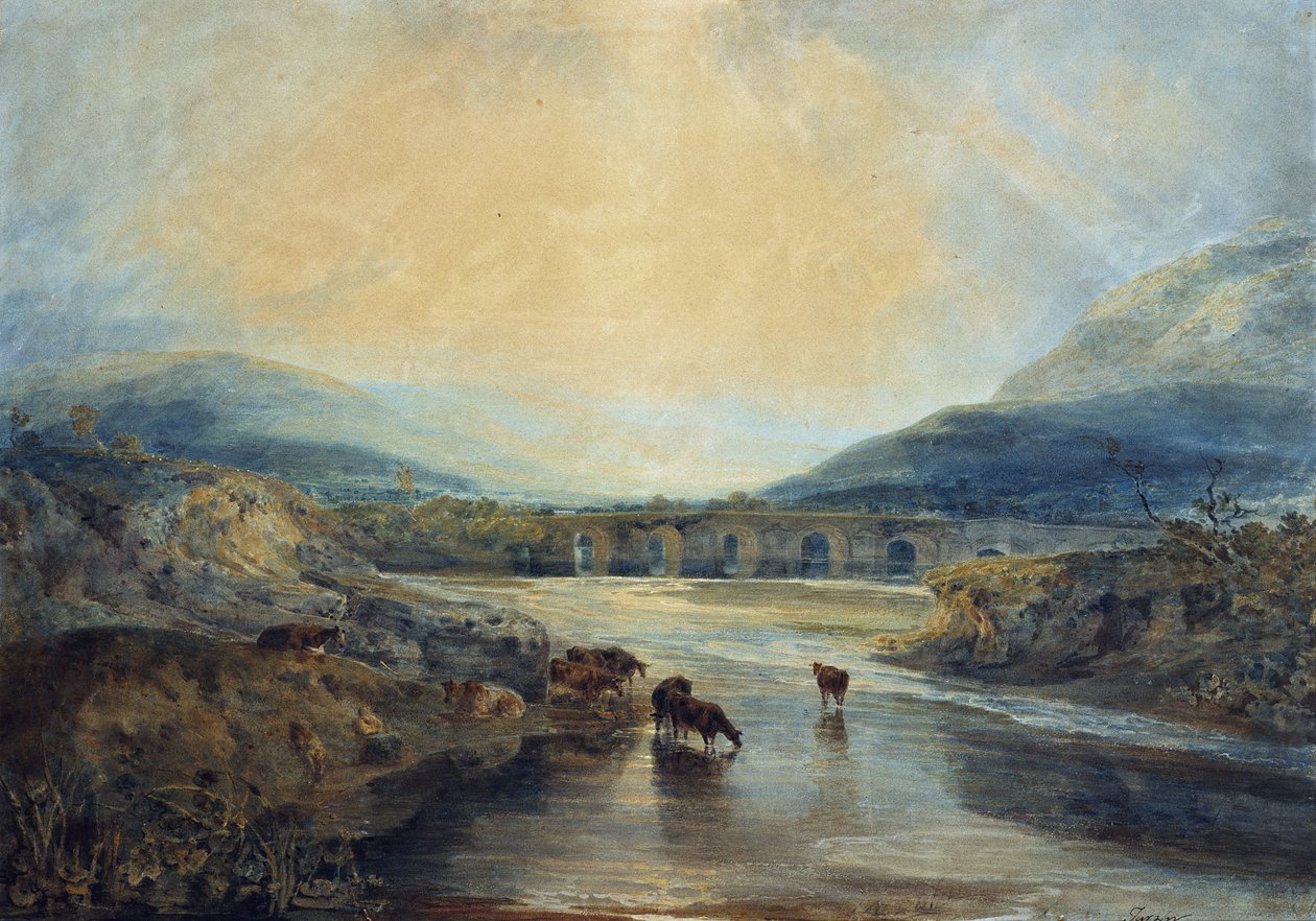 Abergavenny Bridge, Monmouthshire: Úklid po deštivém dni od Joseph Mallord William Turner
