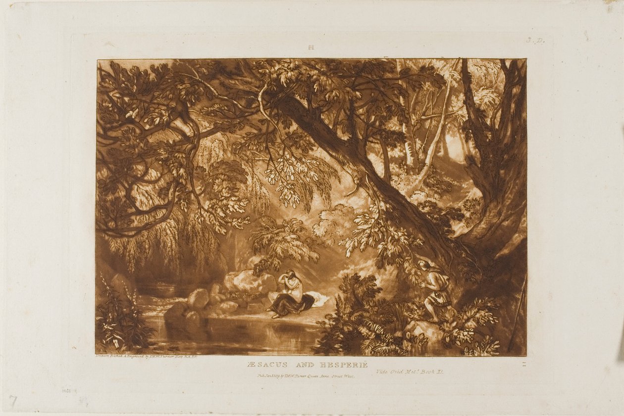 Aesacus a Hesperia, deska 66 z Knihy studií od Joseph Mallord William Turner