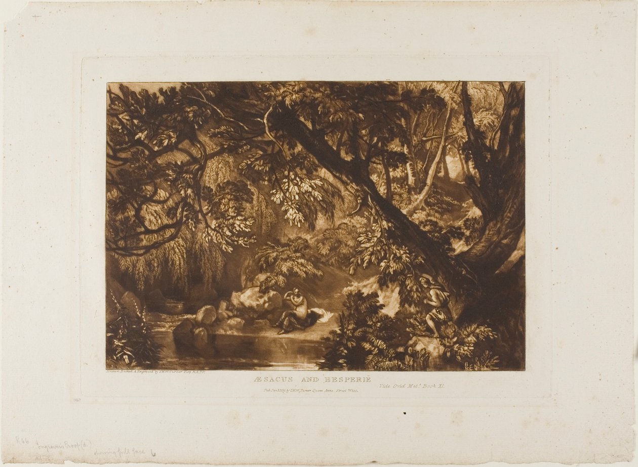 Aesacus a Hesperia, deska 66 z Knihy studií od Joseph Mallord William Turner
