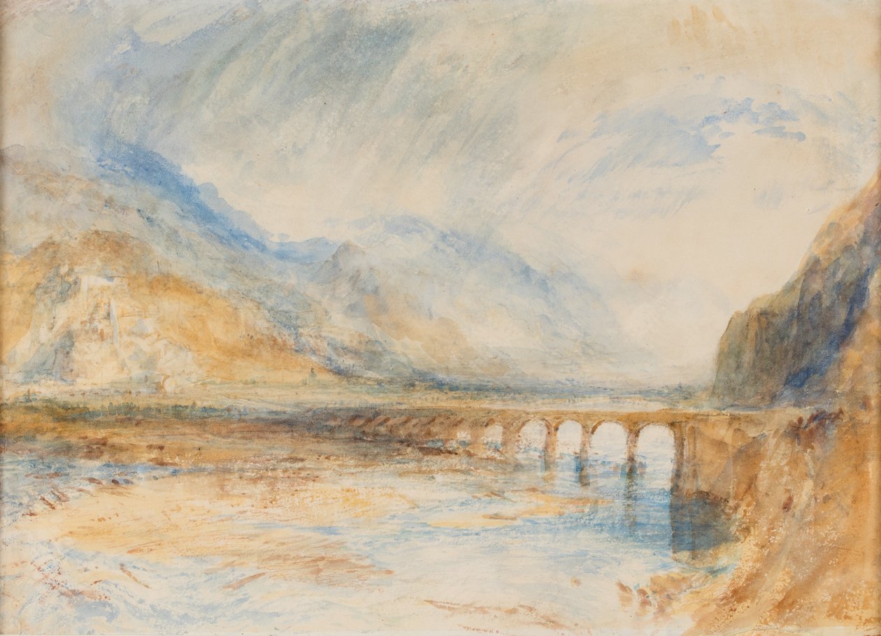 Bellinzona - Most přes Ticino, asi 1843 (akvarel na papíře) od Joseph Mallord William Turner
