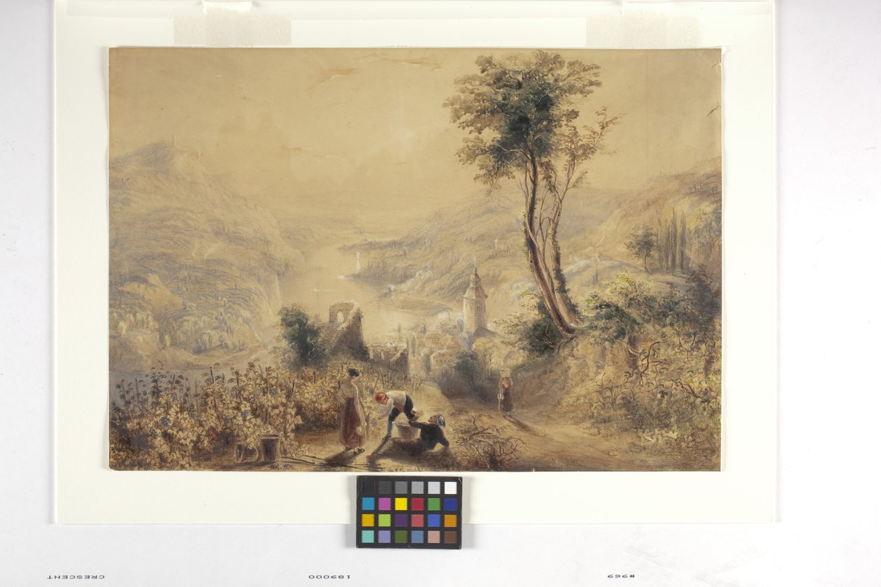 Berncastle (Oberwesel) (akvarel a kvaš na špinavě bílém papíře) od Joseph Mallord William Turner