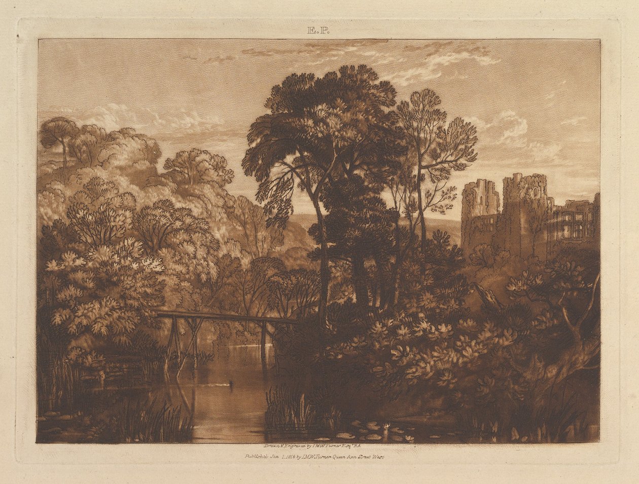 Zámek Berry Pomeroy Liber Studiorum, část XII, deska 58, 1. ledna 1816. od Joseph Mallord William Turner