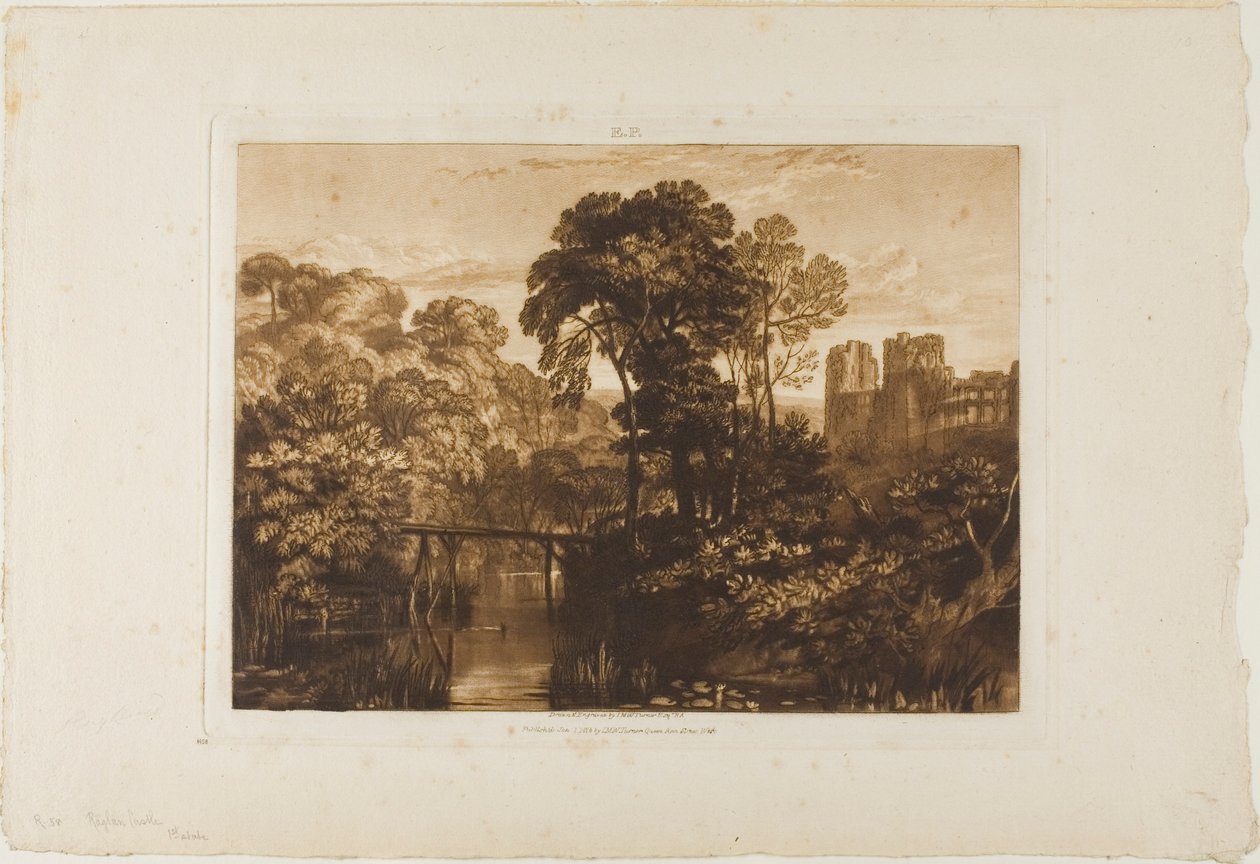 Berry Pomeroy Castle, deska 58 od Liber Studiorum od Joseph Mallord William Turner