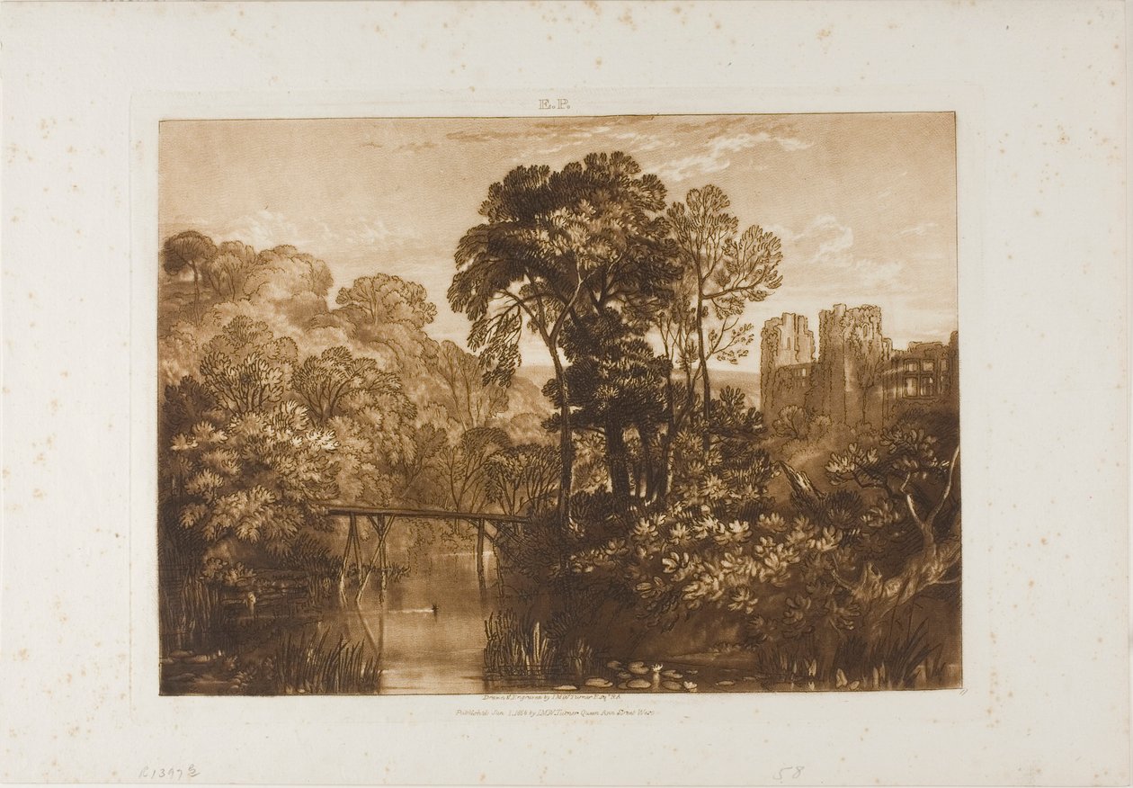 Berry Pomeroy Castle, deska 58 od Liber Studiorum od Joseph Mallord William Turner