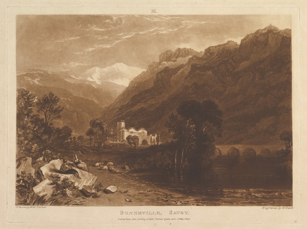 Bonneville, Savoy Liber Studiorum, část XIII, deska 64, 1. ledna 1819. od Joseph Mallord William Turner