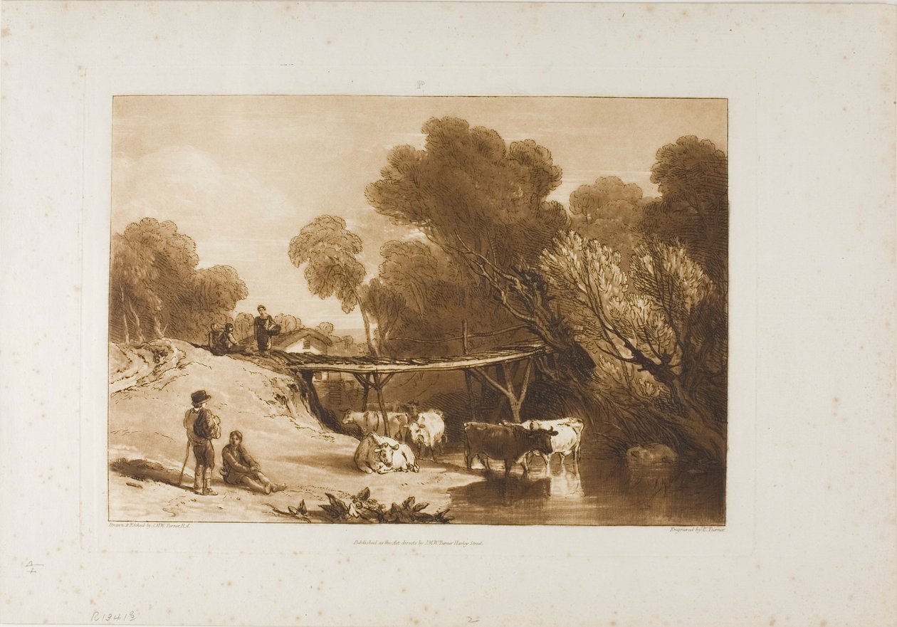 Most a krávy, deska 2 od Liber Studiorum od Joseph Mallord William Turner