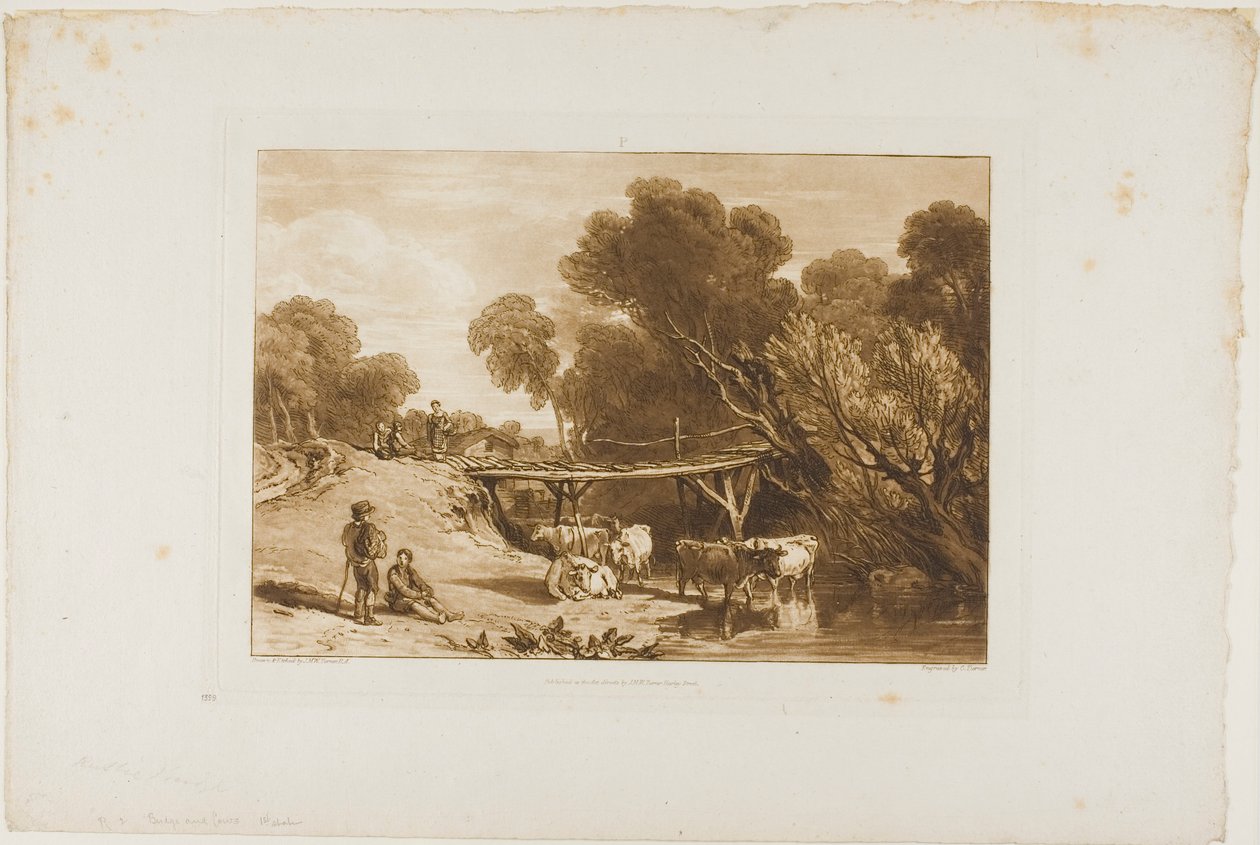 Most a krávy, deska 2 od Liber Studiorum od Joseph Mallord William Turner