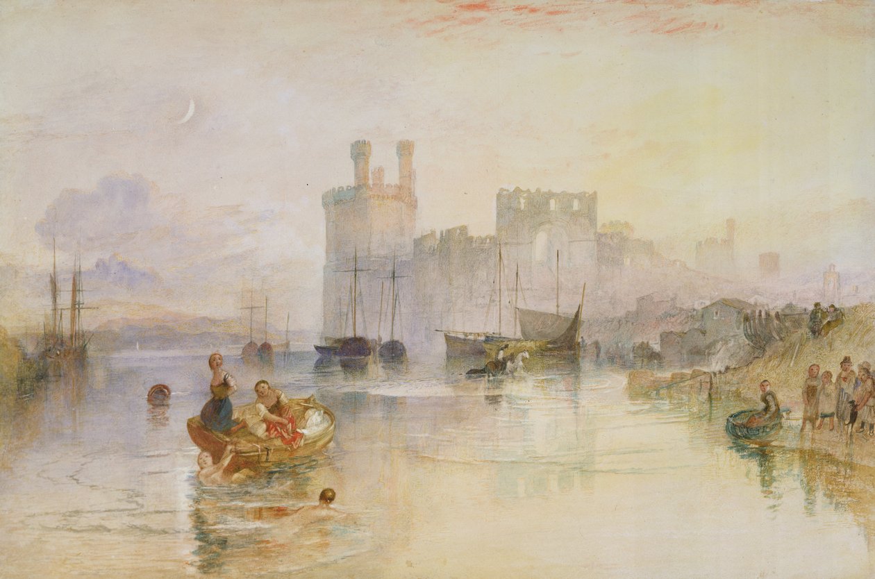 Zámek Caernarvon, kolem roku 1833 (akvarel přes grafit) od Joseph Mallord William Turner