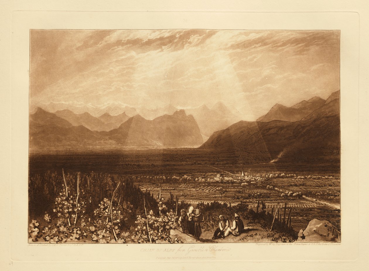 Alpské pohoří od Grenoblu po Chambéry od Joseph Mallord William Turner