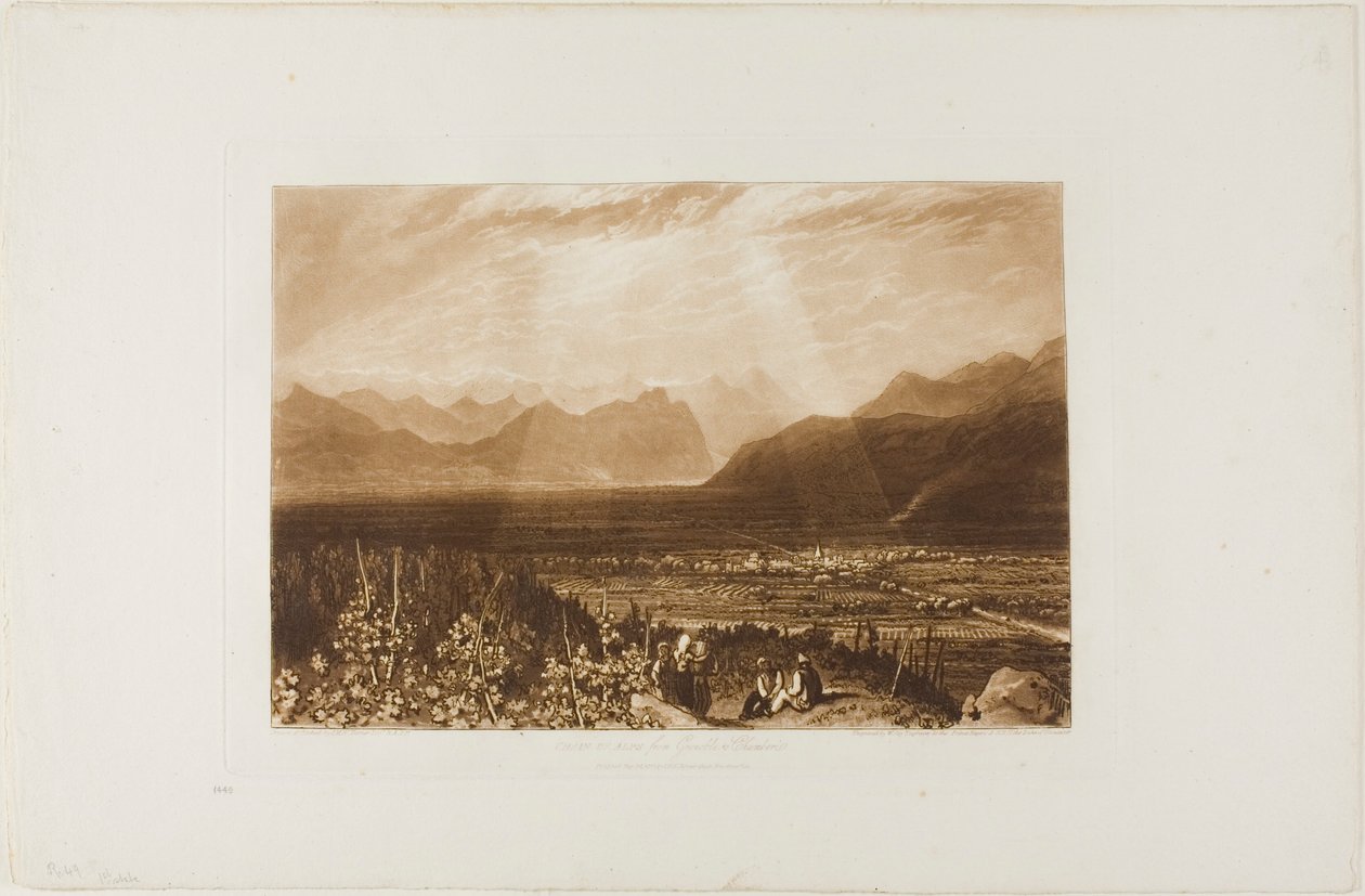 Řetězec Alp z Grenoblu do Chamberi, deska 49 z Liber Studiorum od Joseph Mallord William Turner
