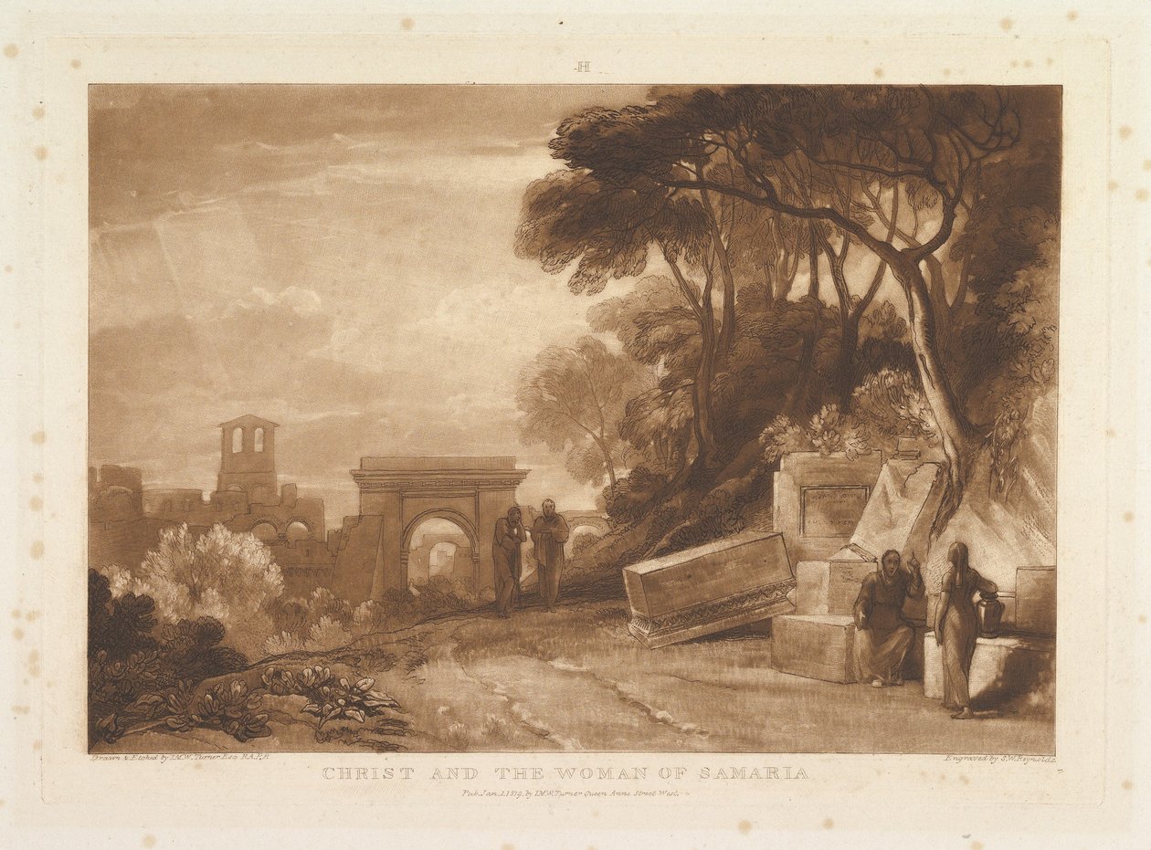Kristus a žena Samaří Liber Studiorum, část XIV, deska 71, 1. ledna 1819. od Joseph Mallord William Turner