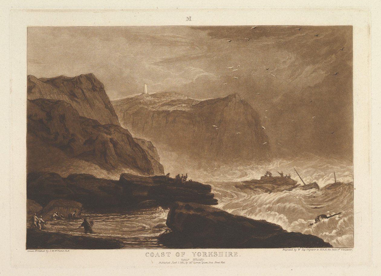 Pobřeží Yorkshire, poblíž Whitby Liber Studiorum, část V, deska 24, 1. ledna 1811. od Joseph Mallord William Turner
