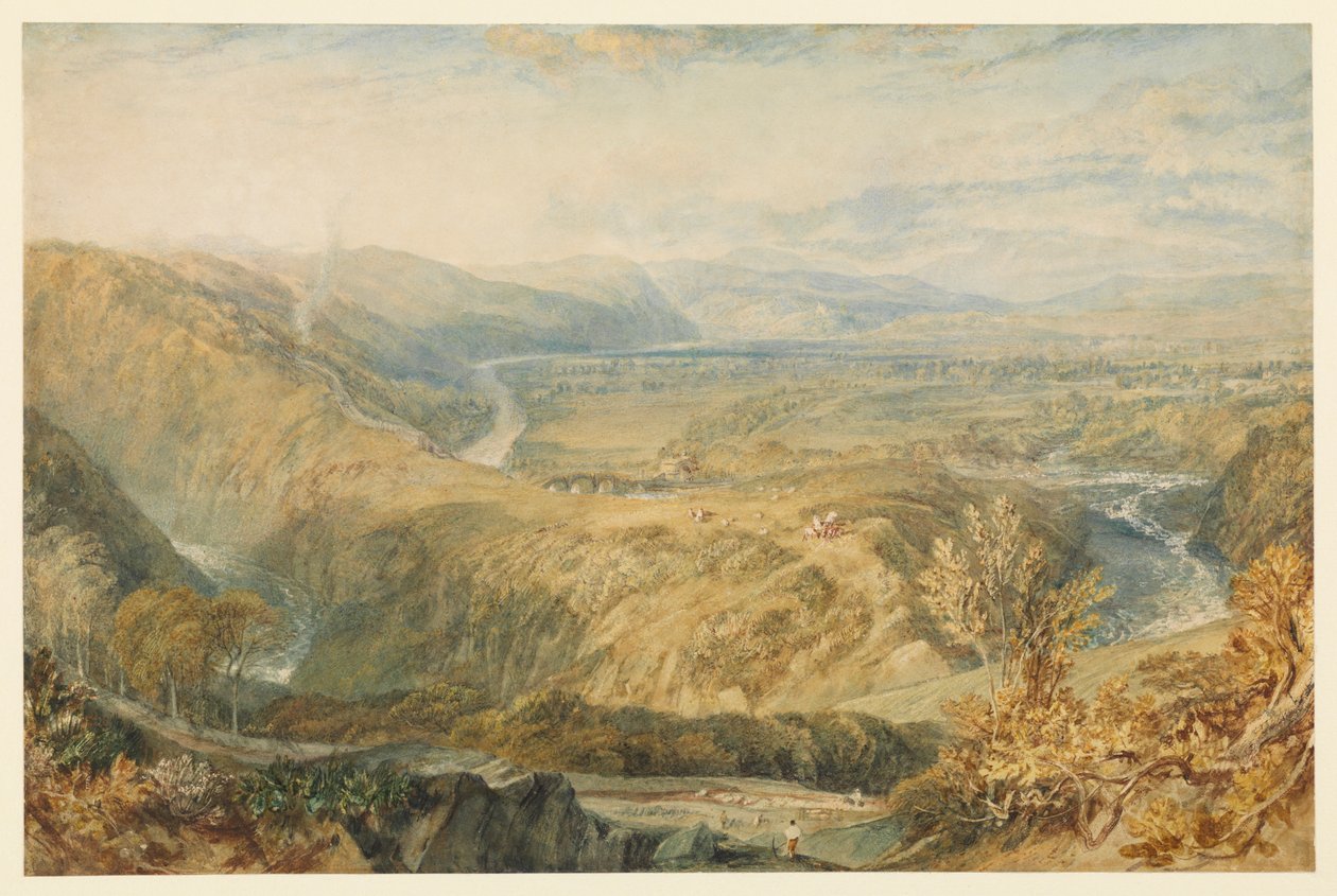 Crook of Lune, při pohledu na hrad Hornby, 1816 - 1818 cca od Joseph Mallord William Turner