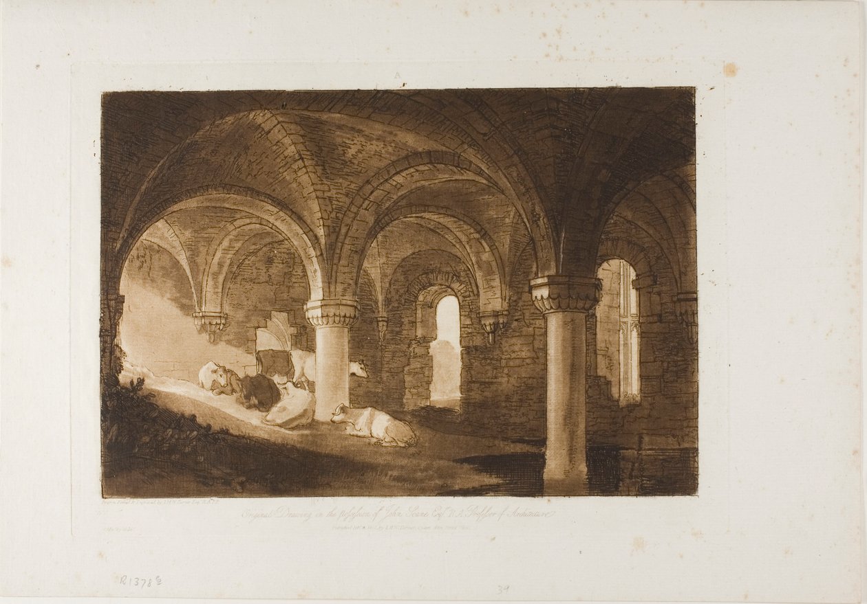 Krypta Kirkstall Abbey, deska 39 z Liber Studiorum od Joseph Mallord William Turner
