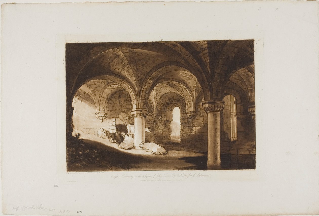 Krypta Kirkstall Abbey, deska 39 z Liber Studiorum od Joseph Mallord William Turner