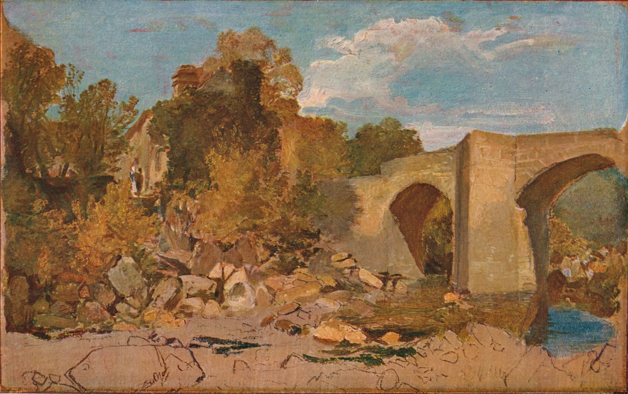 Devonshire Bridge with Cottage, 1813 od Joseph Mallord William Turner