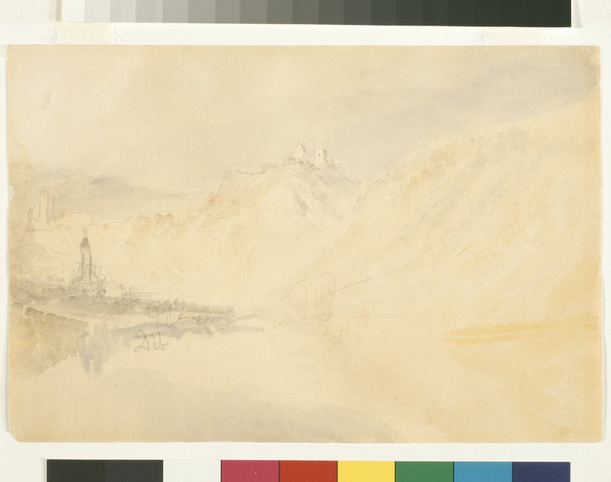 Dieblich On The Mosel (akvarel přes tužku na bílém papíře) od Joseph Mallord William Turner