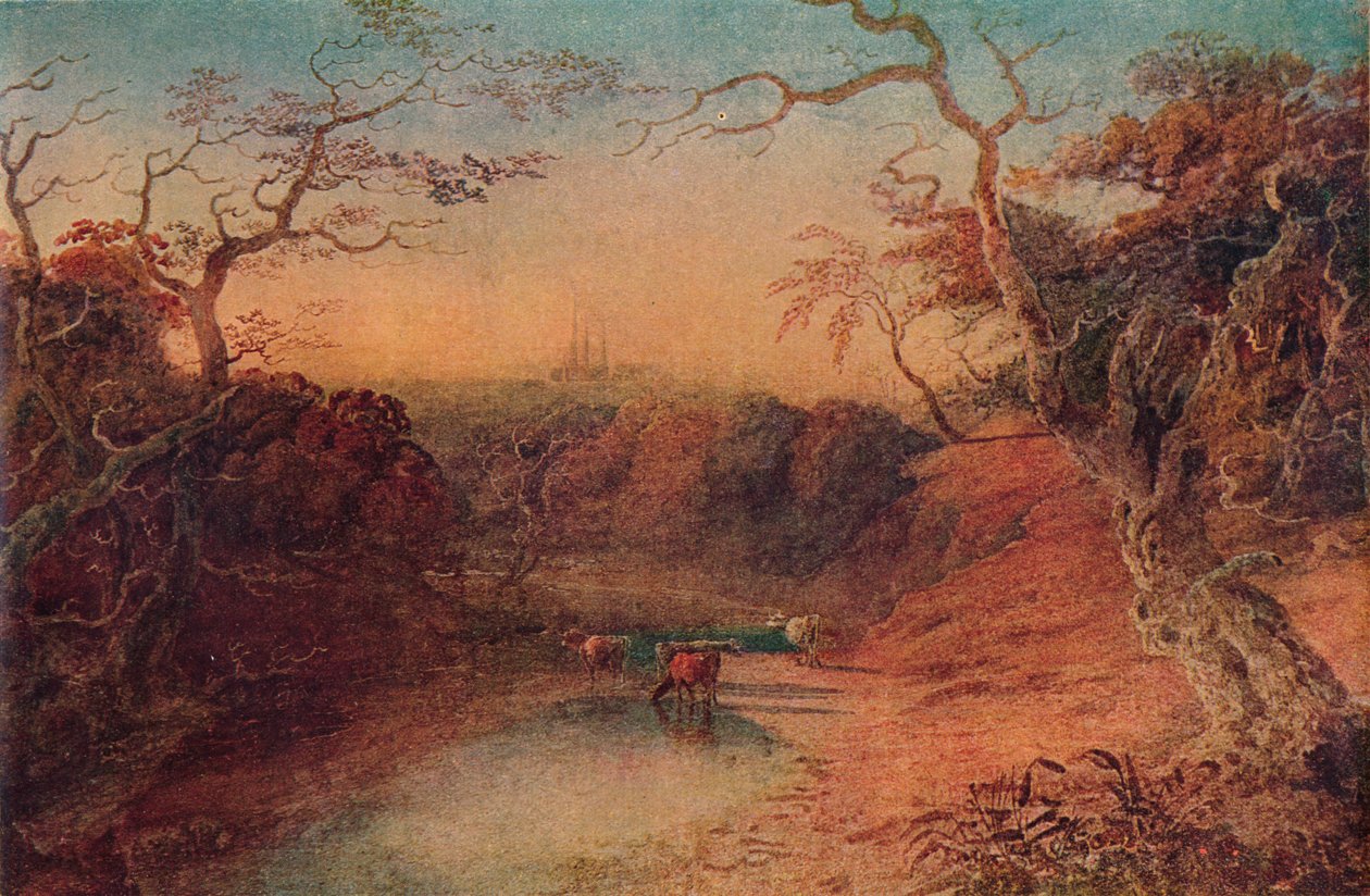 Vzdálený pohled na katedrálu Lichfield, 1909 od Joseph Mallord William Turner