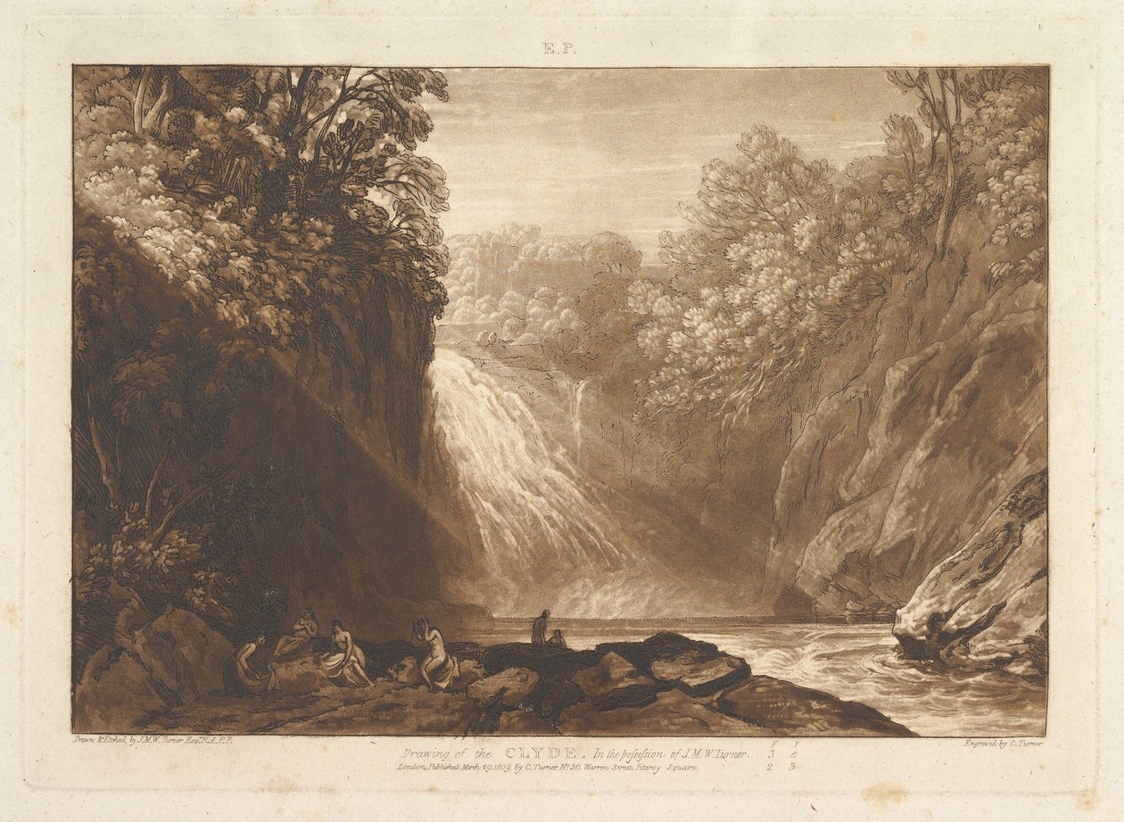 Kresba Clyde Liber Studiorum, část IV, deska 18, 29. března 1809. od Joseph Mallord William Turner