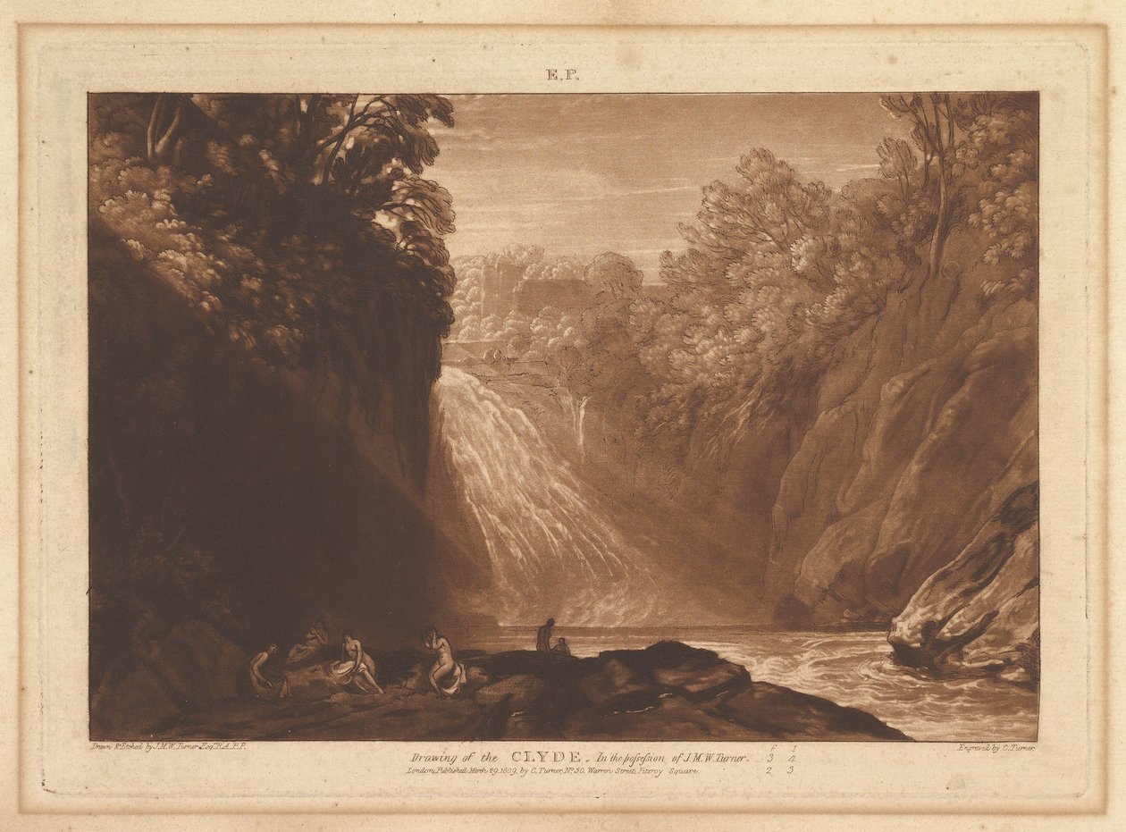Kresba Clyde Liber Studiorum, část IV, deska 18, 29. března 1809. od Joseph Mallord William Turner