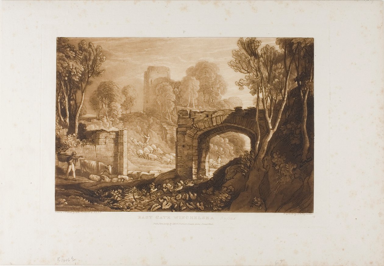 East Gate, Winchelsea, deska 67 od Liber Studiorum od Joseph Mallord William Turner