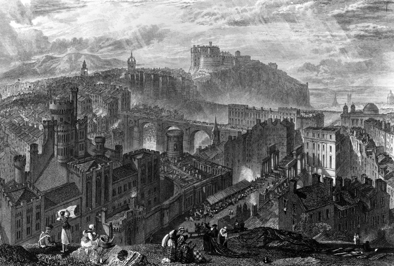 Edinburgh z Calton Hill, vyrytý George Cooke, 1820 od Joseph Mallord William Turner