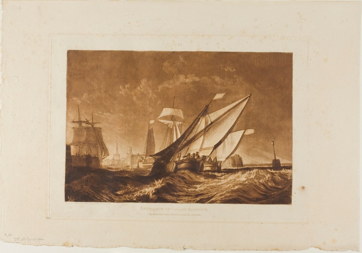 Vstup do přístavu Calais, deska 55 z Liber Studiorum od Joseph Mallord William Turner