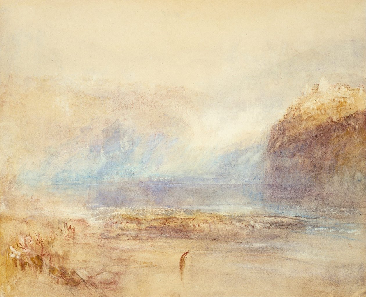 Rýnské vodopády u Schaffhausenu - pohled z dálky od Joseph Mallord William Turner