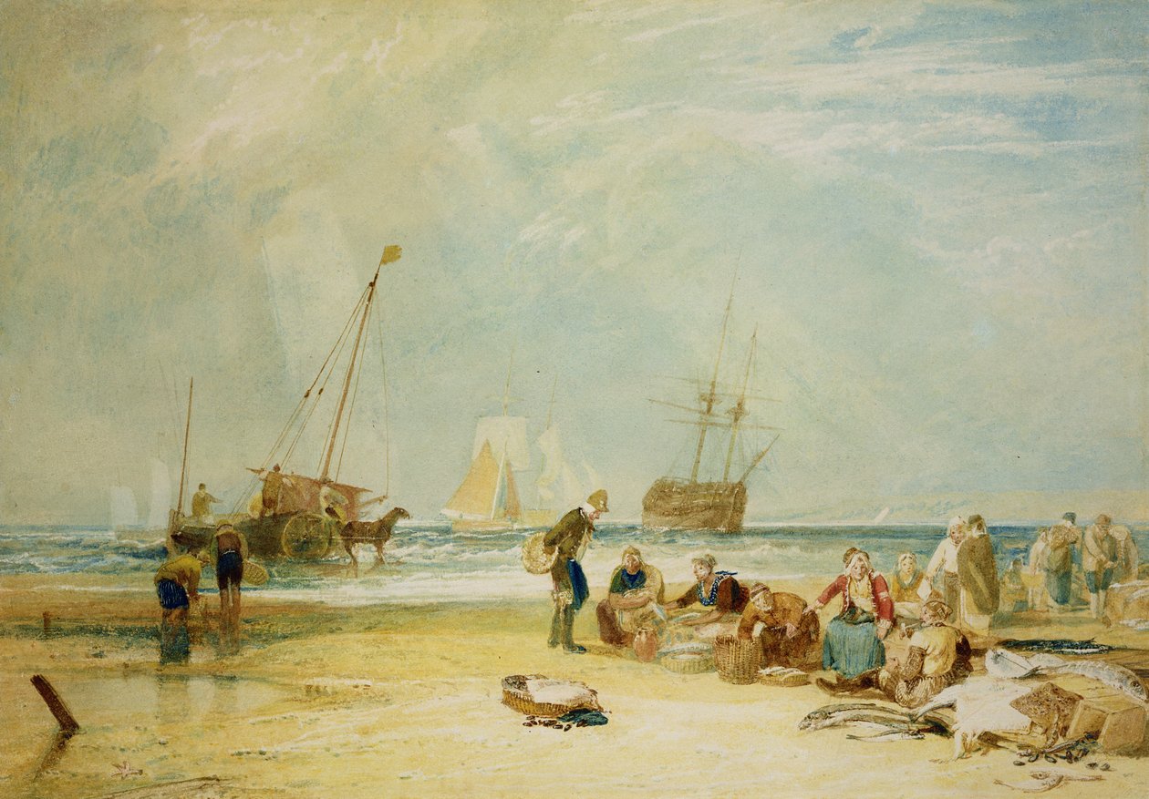 Rybí trh na Sands, Hastings (wc) od Joseph Mallord William Turner
